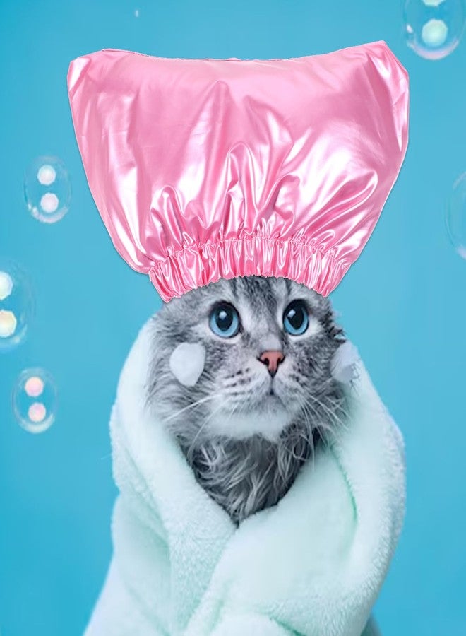 Gtziqa Dog Ear Cover for Bath, Adjustable Cat Shower Cap, Waterproof Cat Head Cover with Strap Reusable Pet Ear Protection Bath Supplies for Dogs and Cats Puppy Grooming Accessories (Pink) - Image 2